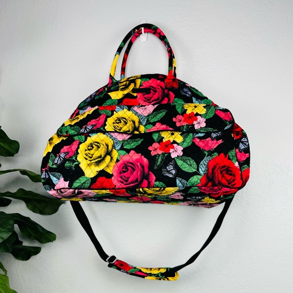 Vera Bradley Large Deluxe Duffle Bag Havana Rose Quilted Floral Retired Travel - Picture 3 of 15